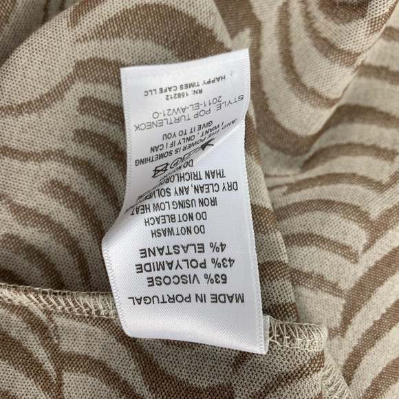 ECKHAUS LATTA Beige Brown Print Viscose Blend Turtleneck Pullover - Picture 6 of 8